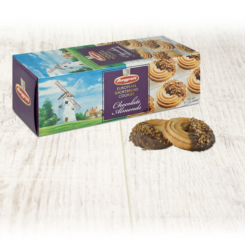 European Shortbread Cookies Chocolate Almonds - Borggreve rusk and biscuit factory, Germany