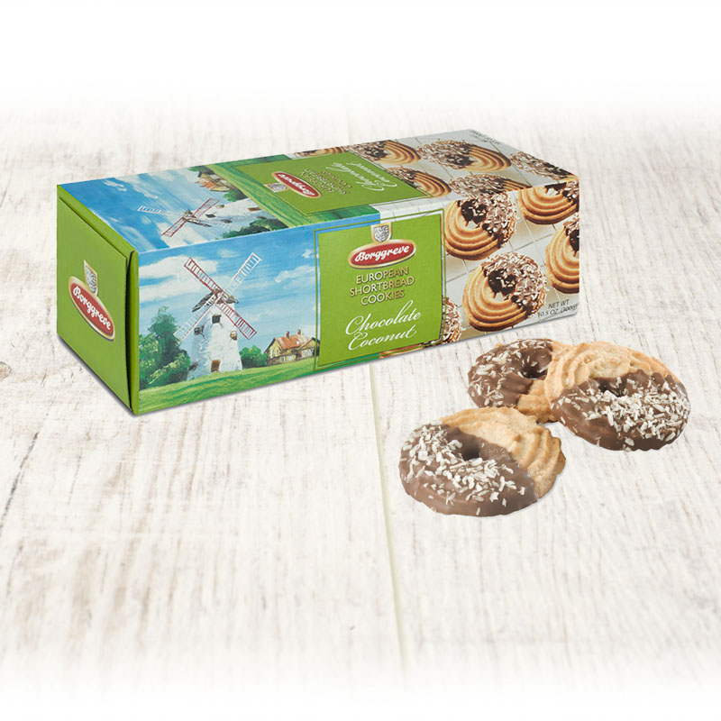 European Shortbread Cookies Chocolate Coconut - Borggreve rusk and biscuit factory, Germany