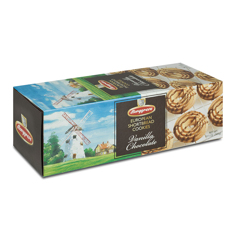 European Shortbread Cookies Vanilla Chocolate - Borggreve rusk and biscuit factory, Germany