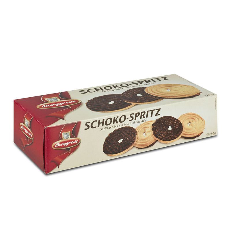Schoko Spritzringe - Produkt von Borggreve - Spritzgebäck, Vollmilchkekse, Schokokekse, Jahresgebäcke
