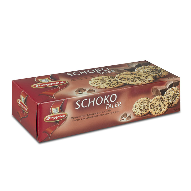 Schoko Taler - Produkt von Borggreve - Buttergebäck, mit Schokostreuseln, Schokokekse, Butterkekse