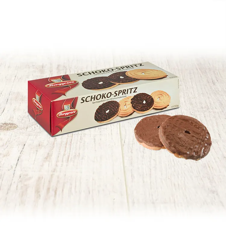 Short bread cookies with milk chocolate from Borggreve - German biscuits - pastries